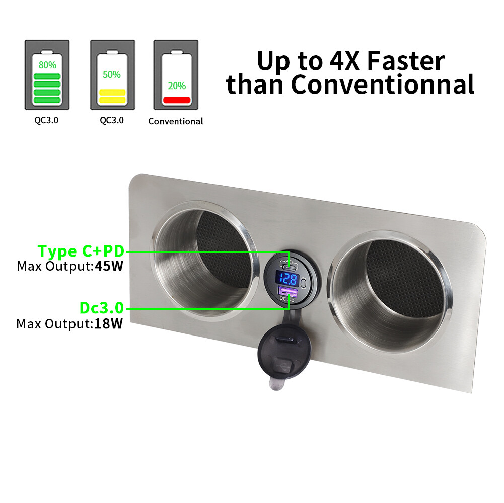 For 1967-1980 Chevy GMC Blazer C10 K5 Truck Center Console Cup Holder & USB Trim