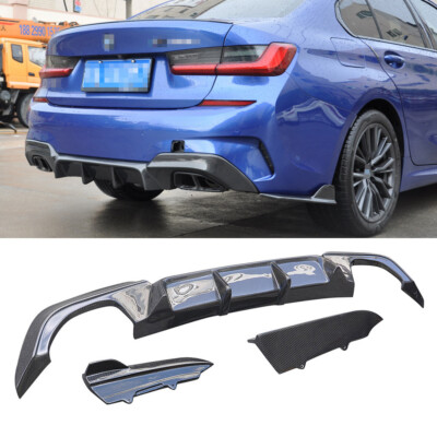 Carbon Fiber Rear Bumper Diffuser Side Splitters Canard For BMW G20 M Tech 2019+