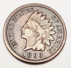 1893 P Indian Head Cent Penny  *F - FINE DETAILS*  **FREE SHIPPING**
