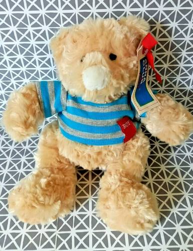 Doudou Ours Nicotoy – Peluche Crème Avec Pull Rayé Bleu – 27 Cm – Occasion Tout Doux