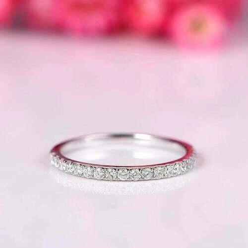 Anillo de aniversario 0,40 quilates alianza de boda de moissanita blanca de o... - Imagen 3 de 4