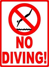 No Diving w/ Symbol Sign. Size Options. Pool Safety Rules  Regulation Swimming