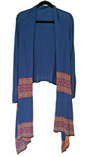 Blue Aztec Design Long Sleeve Cardigan Sweater No Tag Lucky? Free People? C DESC