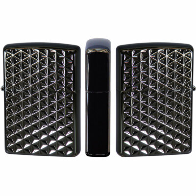 その他 na Zippo Geometric Pattern Design Both Sides Etching Black Nickel