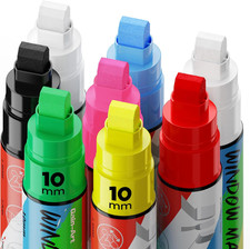 Car Window Markers for Glass Washable, 8 Jumbo Liquid Chalk Pens with 10Mm Wide