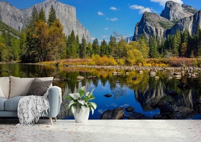 3D Nature Forest Lake Landscape Self-adhesive Removeable Wallpaper Wall Mural