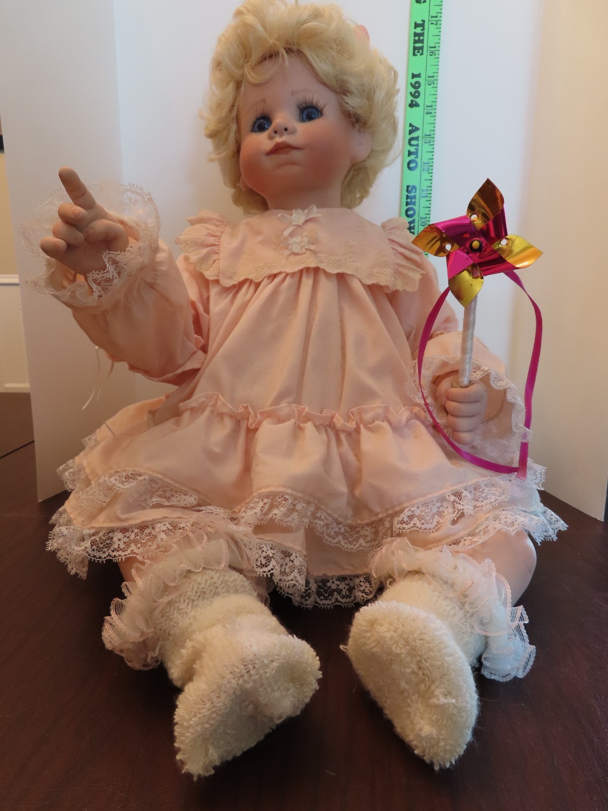 Adorable Large Blond Porcelain Doll - 24" Tall - size of a 6-month baby