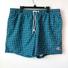 Original Penguin All-Over Geo Print Swim Short Mens Size XXL Teal Black