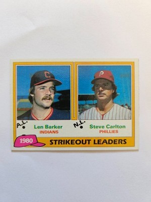 1981 TOPPS STRIKEOUT LEADERS LEN BARKER/STEVE CARLTON #6 NM