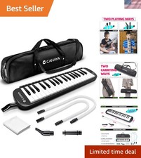 Versatile 37-Key Melodica in Black - Air Piano with Carrying Bag for All Ages