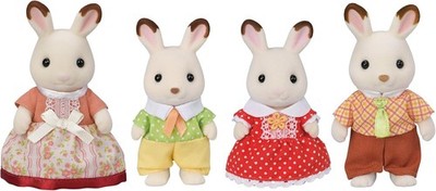 CALICO CRITTERS CC2290 CHOCOLATE RABBIT FAMILY REMOVEABLE CLOTHING, FLOCKED