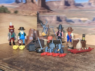 Sammelauflösung: 4 "Goldräber" Cowboy Custom Figuren, Felsen + viel Zubehör - Bild 1 von 4