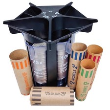Coin Sorter Tube Coin Counter with Coin Wrappers,5-IN-1 Change Sorter7563