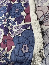 Vintage 70's Bedspread / throw /blanket purple Floral Retro MCM Fringed. 