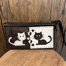 Genuine Leather Wallet Wristlet Cat Purse Card Holder NEW FAST SHIP