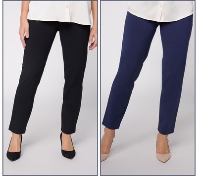 Women with Control Regular Set of 2 86/14 Slim Leg Ankle Icon Pant Black/Navy L