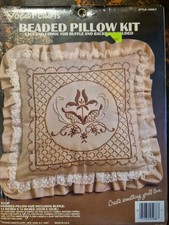Vogart Crafts Beaded Pillow Kit Style #2528F Tulip Finished Pillow 14" x 14" New