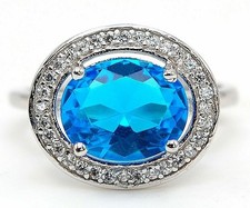 3CT Blue Topaz  Topaz 925 Solid Sterling Silver Ring Jewelry Sz 7 IB1-3