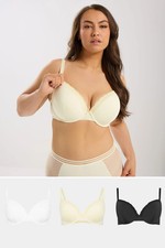 Yours Curve Women's 3 Pack Moulded T-Shirt Bras