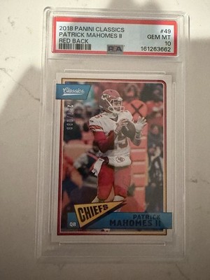 Panini 2022 Classics Patrick Mahomes II #46 Red Back #d /299 PSA 10 Color Match