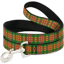 Dog Leash Plaid Gold/Green/Pink