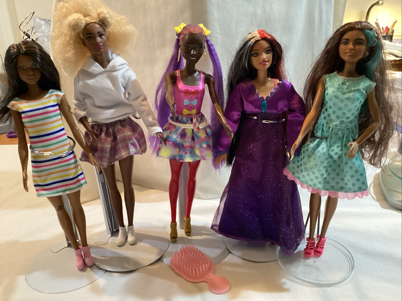 Barbie Black African American Doll Lot of Five Mattel-Color 