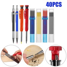 40PCS Deep Hole Solid Carpenter Pencil Marker Woodworking Marking Set Mechanical