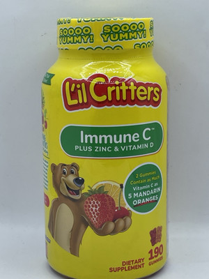 L'il Critters Immune C Kids Gummy Vitamin, Fruit Flavored, 190 Count ex 02/26
