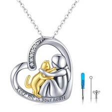 Cat Urn Heart Cremation Jewelry Keepsake Memorial Necklace