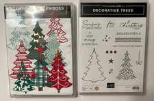 Stampin' Up DECORATIVE TREES stamp dies, Christmas, ornaments, star, greeting