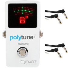 TC Electronic PolyTune 3 Polyphonic LED Guitar Tuner Pedal with Patch Cables