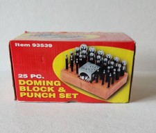 25 Piece Doming Block  Punch Set with Wood Storage Stand Heavy Duty Item 93539
