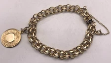 Vintage Elco 12k Gold Filled Double Link Charm Bracelet with 1 Elco Charm 7"