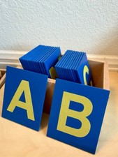 ELITE Montessori Upper Case Sandpaper Letters Wooden Set Of 26 Letters Blue