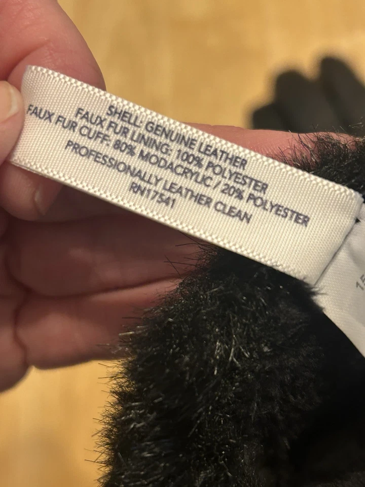 Guantes Charter Club de cuero para mujer con puños de piel sintética talla M Foto 4 de 4