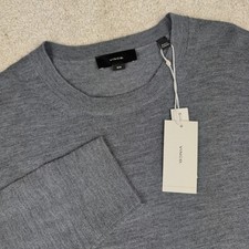 Vince Sweater Mens Medium Gray Merino Wool Lightweight Crewneck Pullover 298