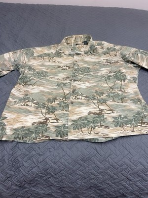 Pierre Cardin Hawaiian Shirt Mens XXL Palm Tree Island 100% Cotton Aloha