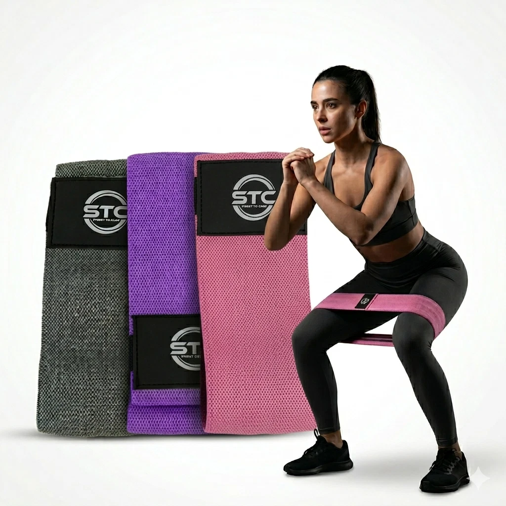 Fabric Resistance Bands Set Non Slip Glute Booty Hip Circle Loop Exercise 3pc UK
