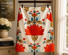VTG Talbots Women's 18W Pure Silk Floral Skirt Plus Size Botanical Floral