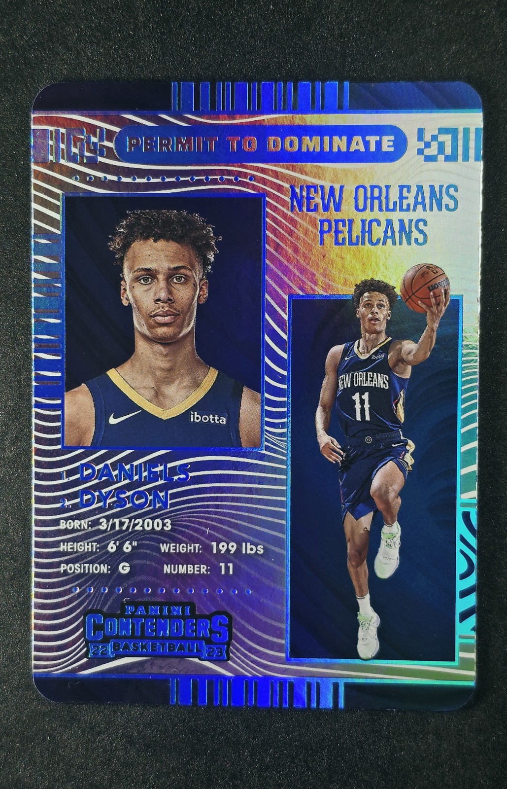 2022-23 Panini Contenders - Permit to Dominate #3 Dyson Daniels RC SSP Case Hit