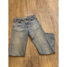 Levis Size 27 Premium Wedgie Straight Jeans Light Wash Blue Denim Button Fly