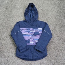 Columbia Ski Jacket Girls Small 7/8 Blue Omni Heat Tech Winter Snow Hooded Kids