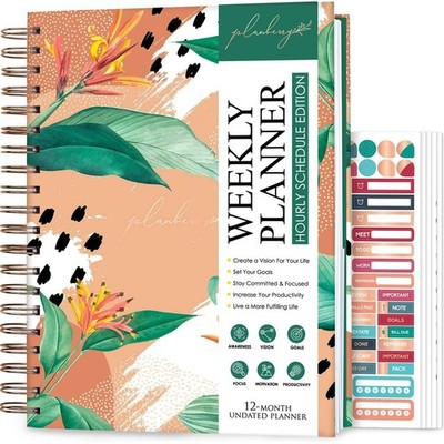 PLANBERRY Large Hourly Schedule Planner Premium 8 x 10.4 (African Terracotta)