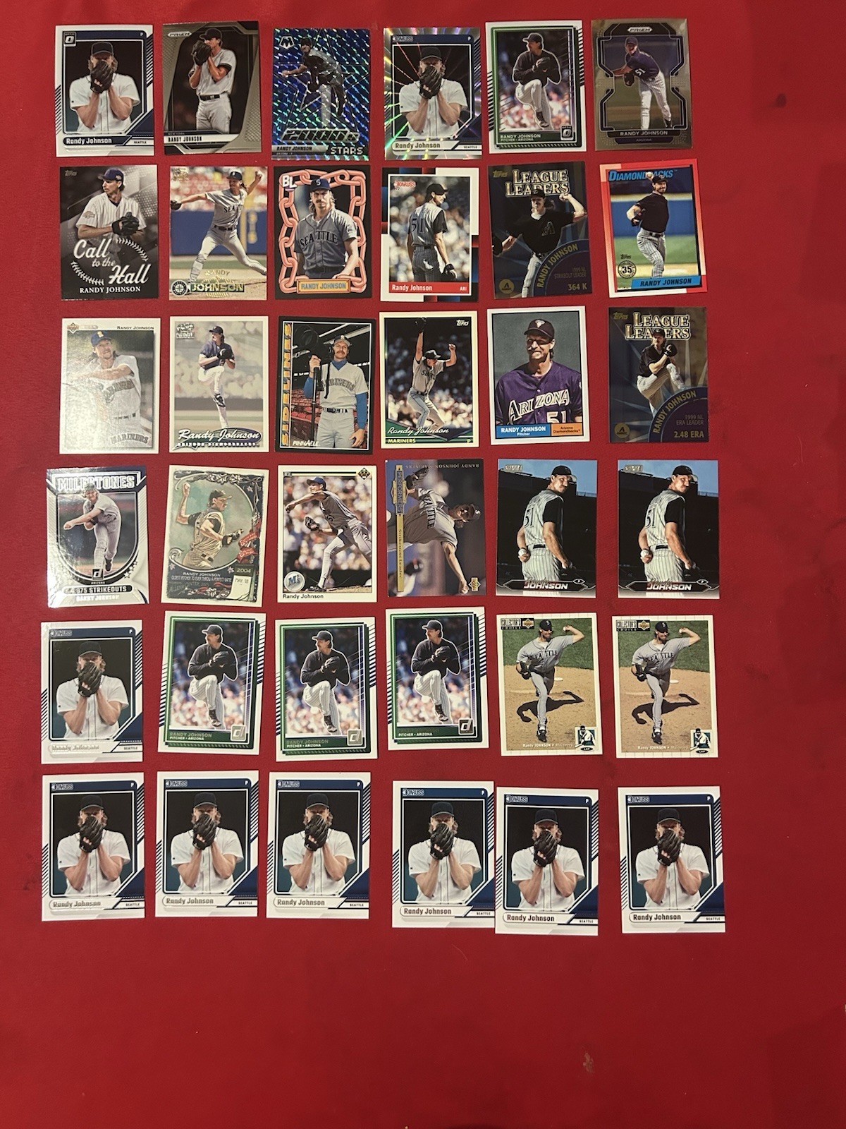 Lot Of 36 Randy Johnson Seattle Mariners Cards!