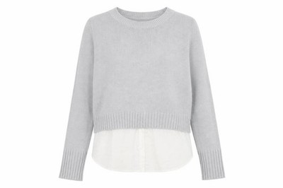 Divided by H&M Damen Pullover Pulli Größe M Grau Rundhals Langarm