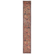 2'9"x19'4" Coral Orange All Over Design Soft Wool Hand Knotted Runner Rug 2439