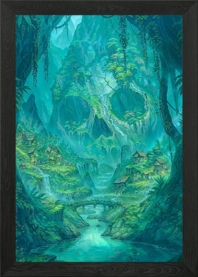 Mystisches Schädeltal - üppiges Grün gerahmtes Wandbild Poster Leinwanddruck Bild