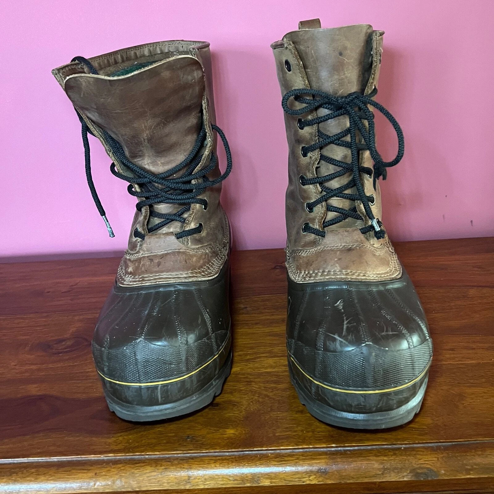 Sorel Chieftan Mens Lined Duck Boots Leather Waterproof LM1048-201 Size 8