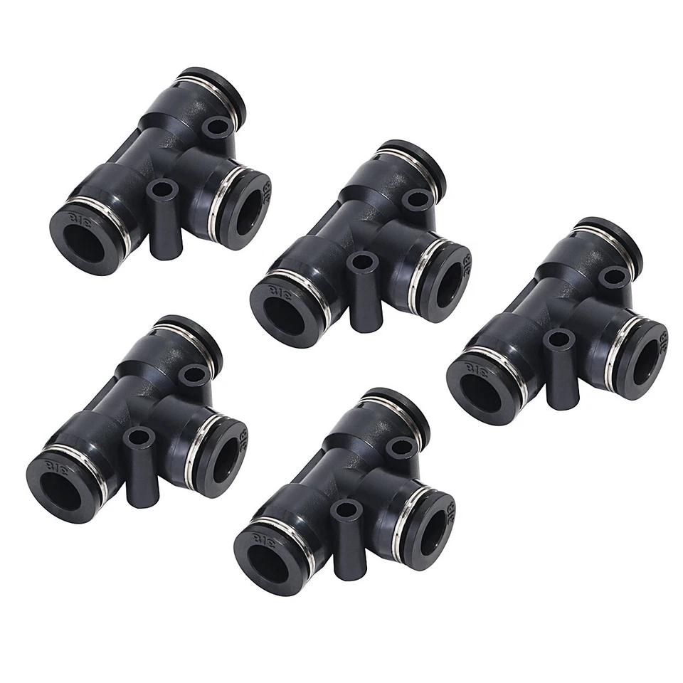 1/4" OD Nylon Air Line Quick Release Pneumatic Connectors Fittings 5Pcs - Image 2 of 4