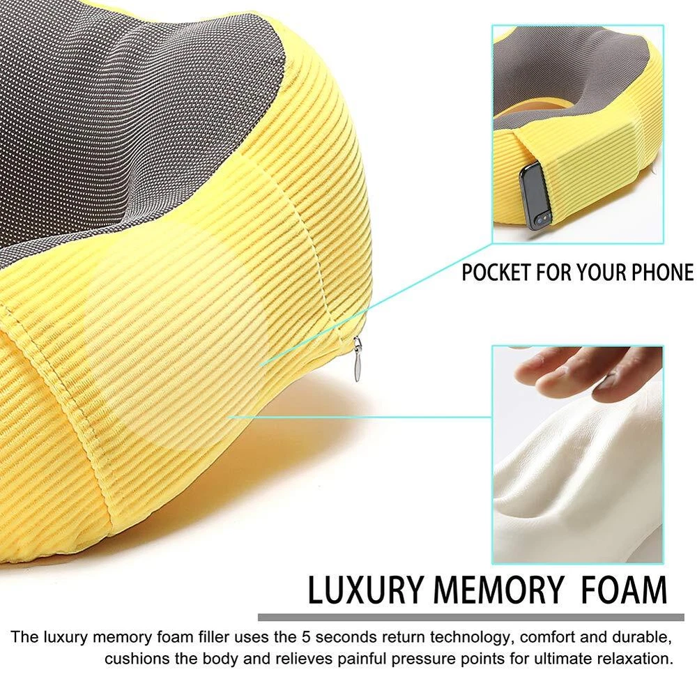 Travel Pillow Memory Foam with 360-Degree Head Support Comfortable Neck Pillo...